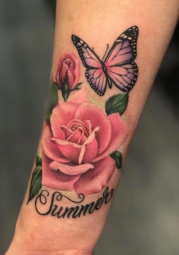 40 Rose and Butterfly Tattoo Designs with Meaning