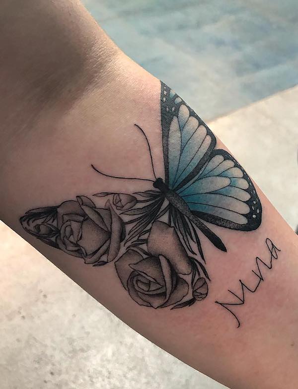 40 Rose and Butterfly Tattoo Designs with Meaning