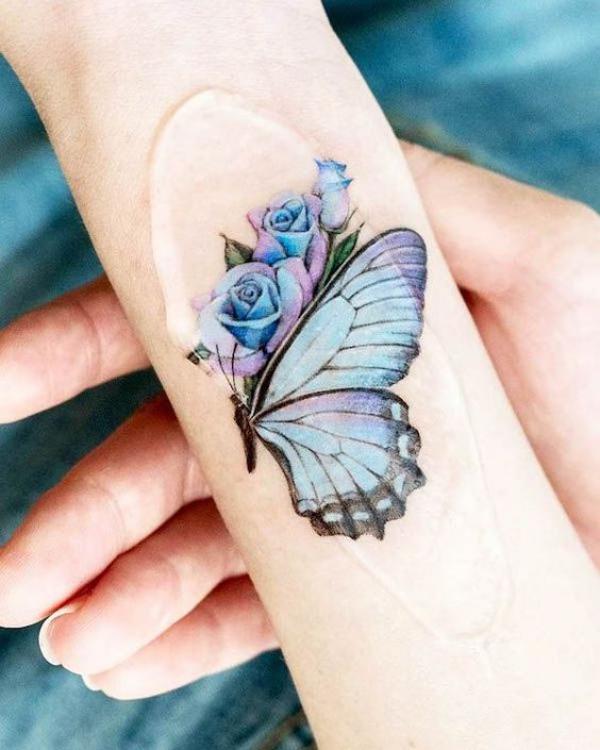 40 Rose and Butterfly Tattoo Designs with Meaning