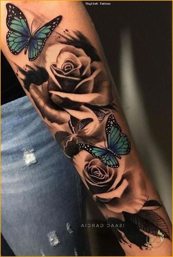 40 Rose and Butterfly Tattoo Designs with Meaning