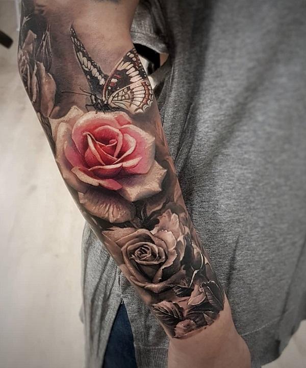 40 Rose and Butterfly Tattoo Designs with Meaning