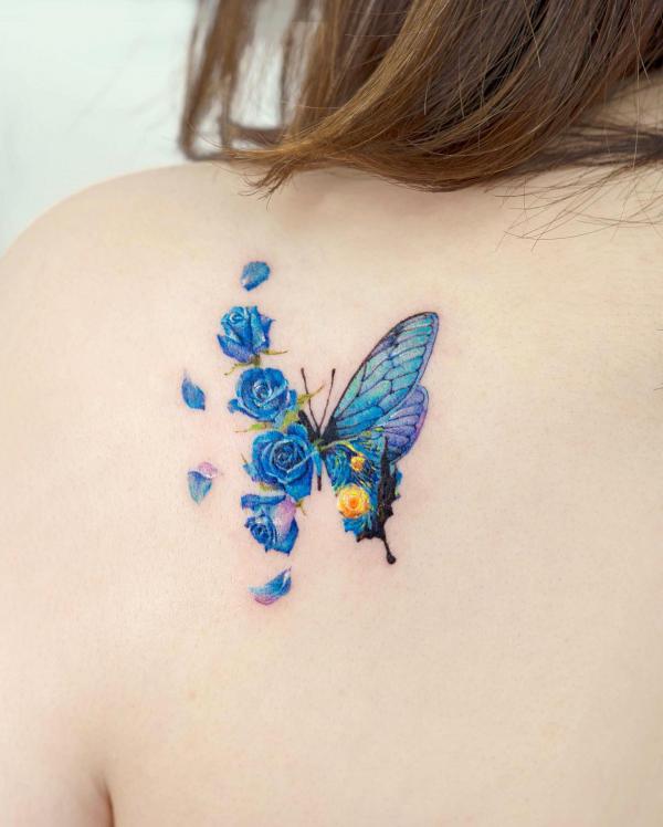40 Rose and Butterfly Tattoo Designs with Meaning