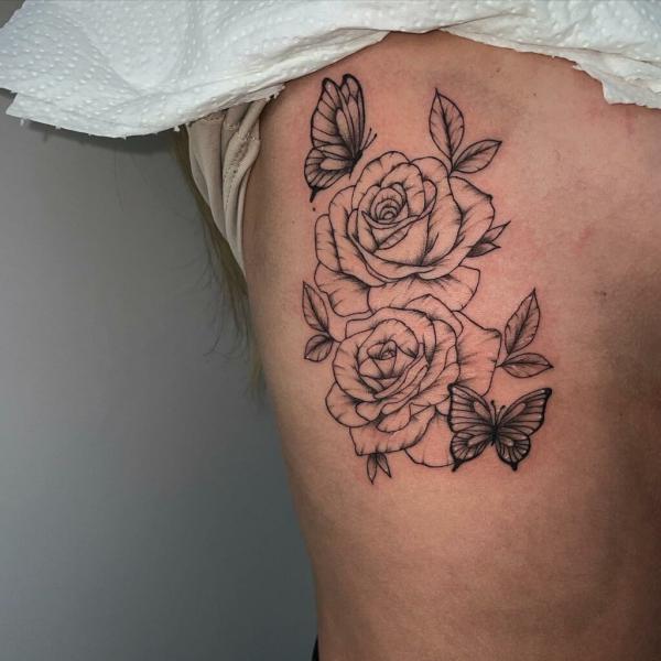 40 Rose and Butterfly Tattoo Designs with Meaning