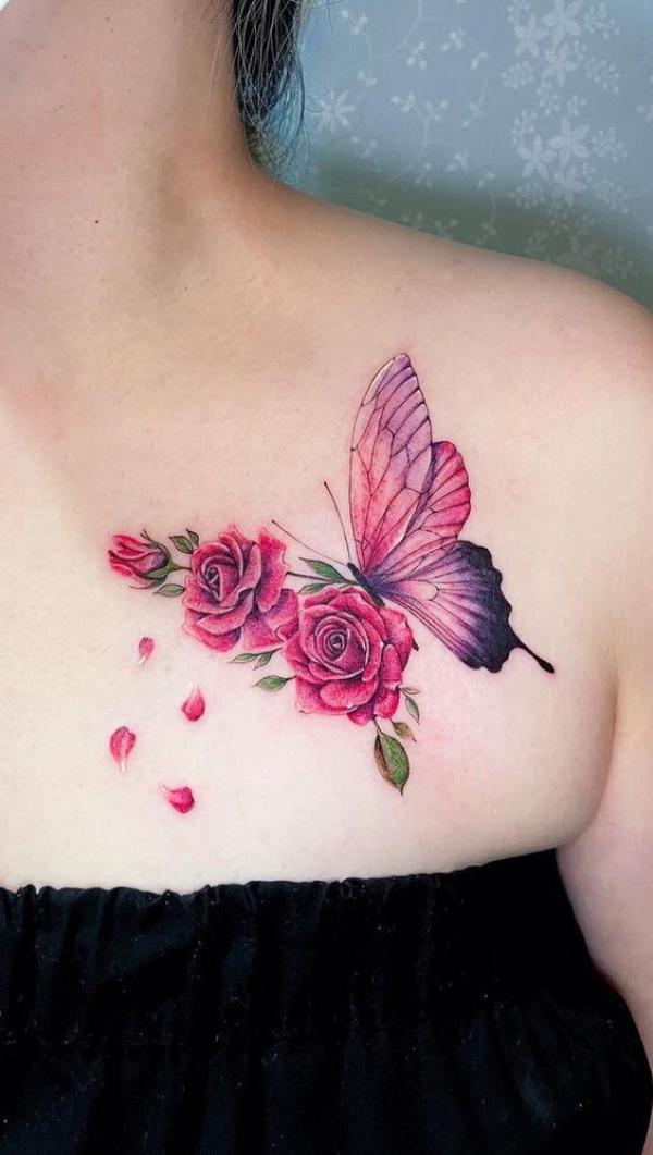 40 Rose and Butterfly Tattoo Designs with Meaning