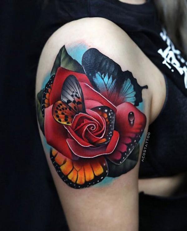 40 Rose and Butterfly Tattoo Designs with Meaning