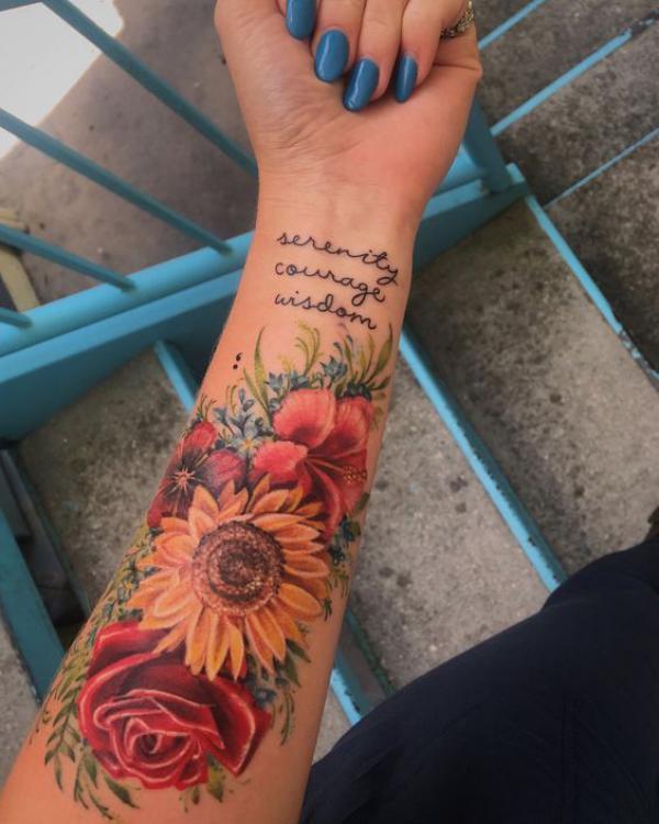 20 Beautiful Sunflower and Rose Tattoo Designs
