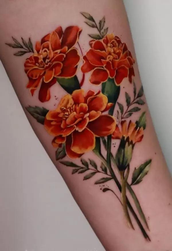 40 Marigold Tattoo Designs with Meaning