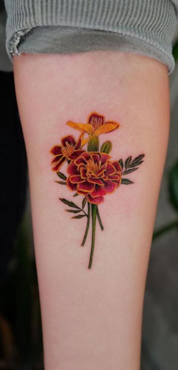40 Marigold Tattoo Designs with Meaning