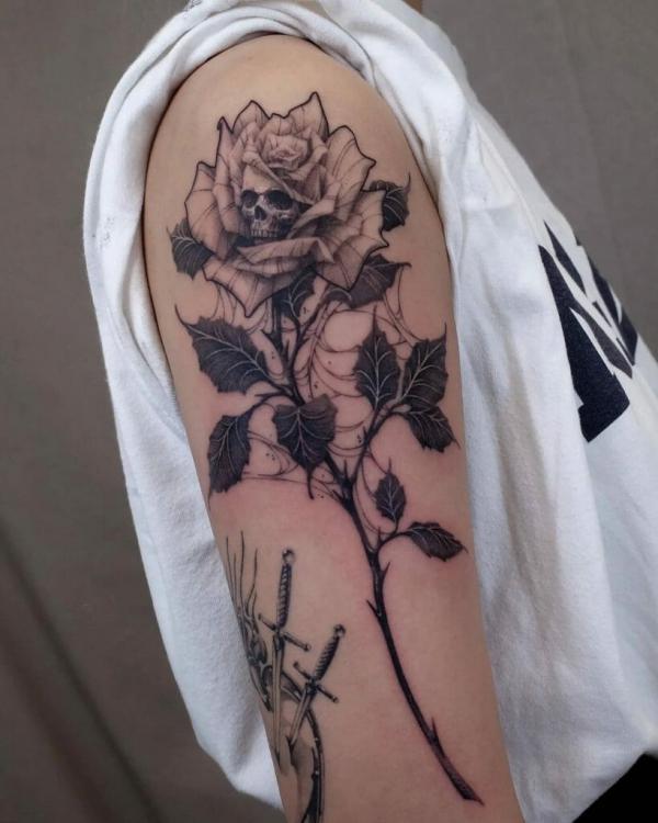 40 Rose with Thorns Tattoos with Meaning