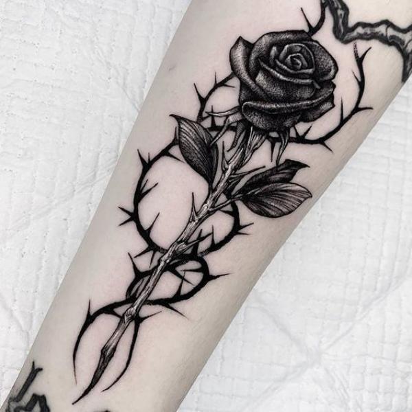 40 Rose with Thorns Tattoos with Meaning