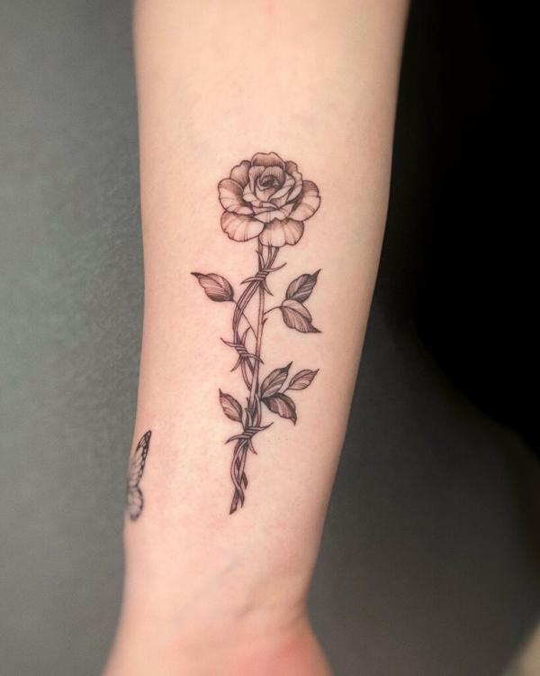 40 Rose with Thorns Tattoos with Meaning