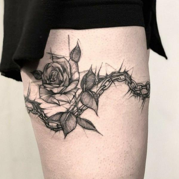 40 Rose with Thorns Tattoos with Meaning