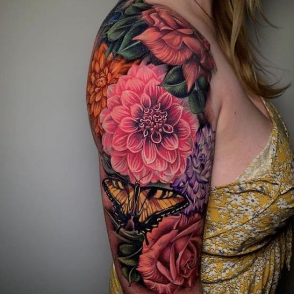 70 Colorful Dahlia Tattoo Designs with Meanings