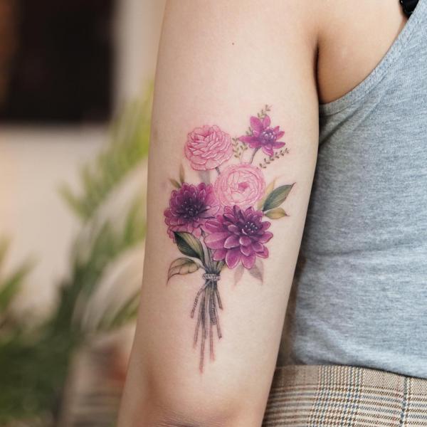 70 Colorful Dahlia Tattoo Designs with Meanings