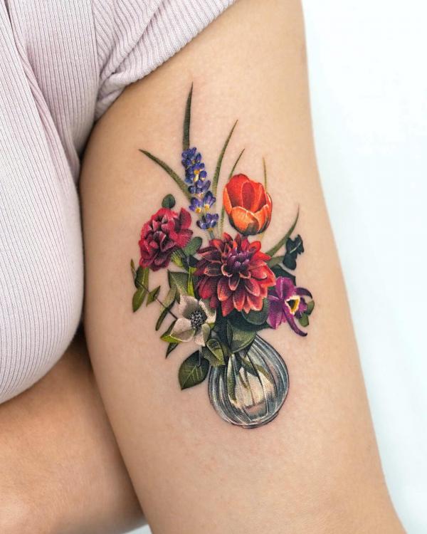 70 Colorful Dahlia Tattoo Designs with Meanings