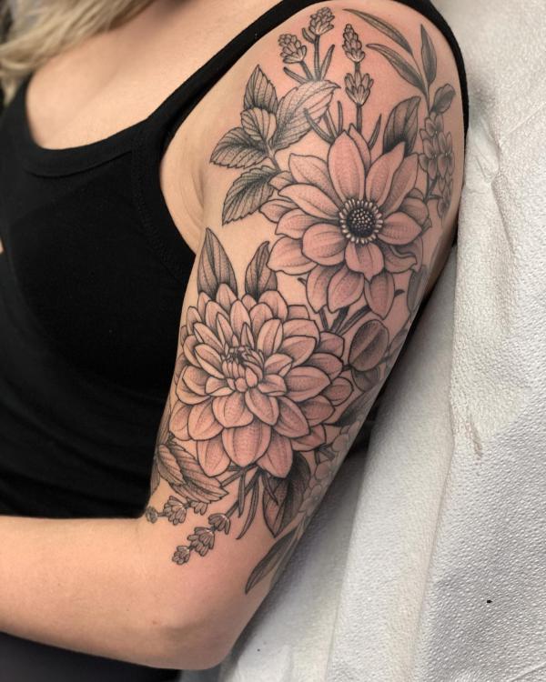 70 Colorful Dahlia Tattoo Designs with Meanings