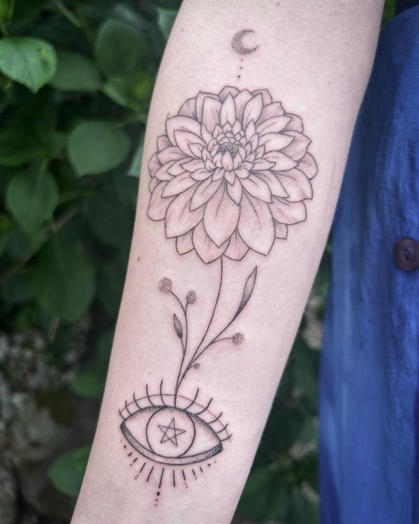 70 Colorful Dahlia Tattoo Designs with Meanings
