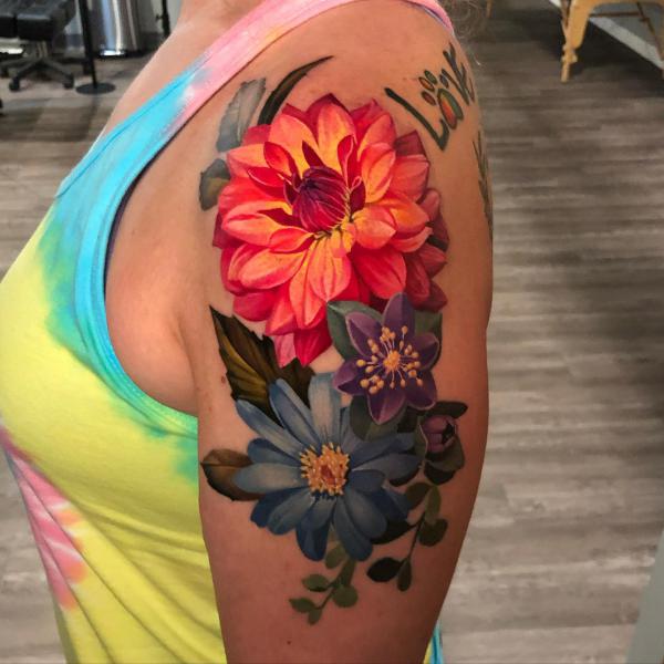 70 Colorful Dahlia Tattoo Designs with Meanings