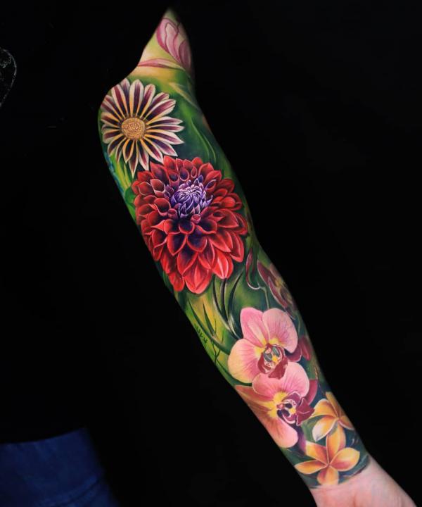 70 Colorful Dahlia Tattoo Designs with Meanings