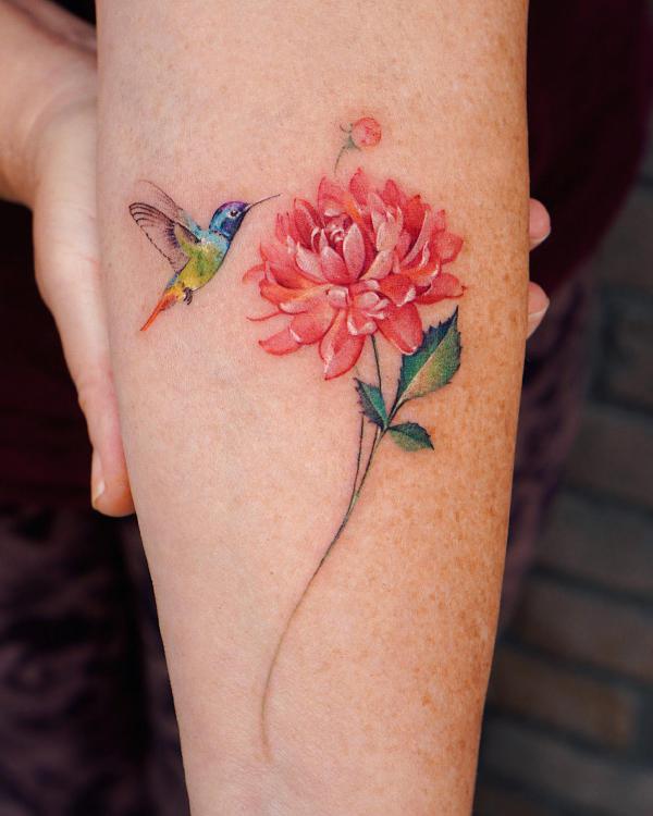 70 Colorful Dahlia Tattoo Designs with Meanings