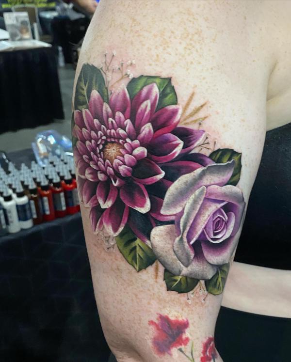 70 Colorful Dahlia Tattoo Designs with Meanings