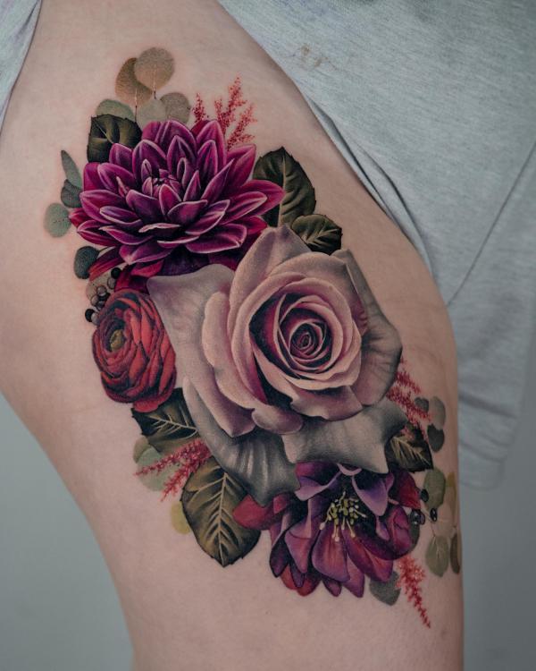 70 Colorful Dahlia Tattoo Designs with Meanings