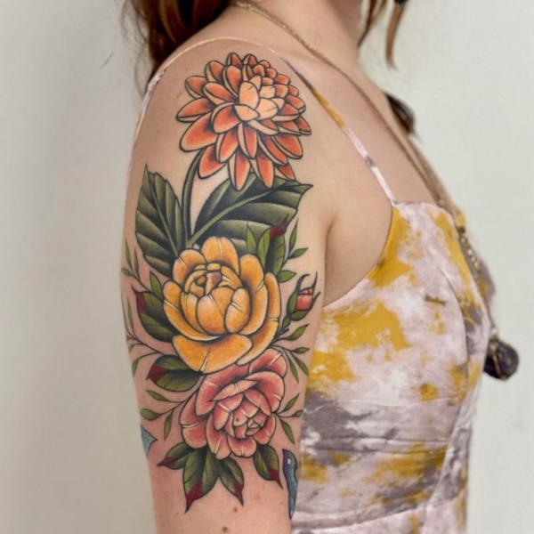 70 Colorful Dahlia Tattoo Designs with Meanings
