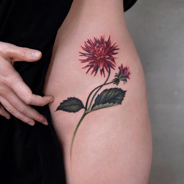 70 Colorful Dahlia Tattoo Designs with Meanings