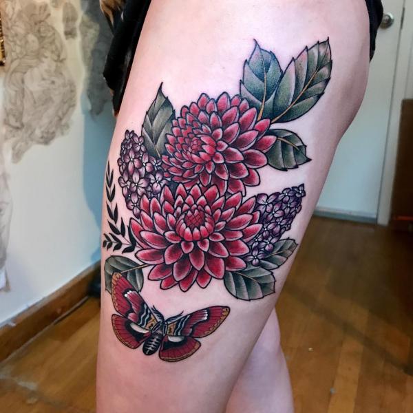 70 Colorful Dahlia Tattoo Designs with Meanings