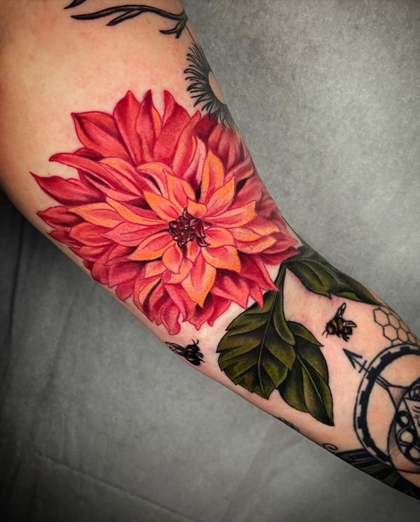 70 Colorful Dahlia Tattoo Designs with Meanings