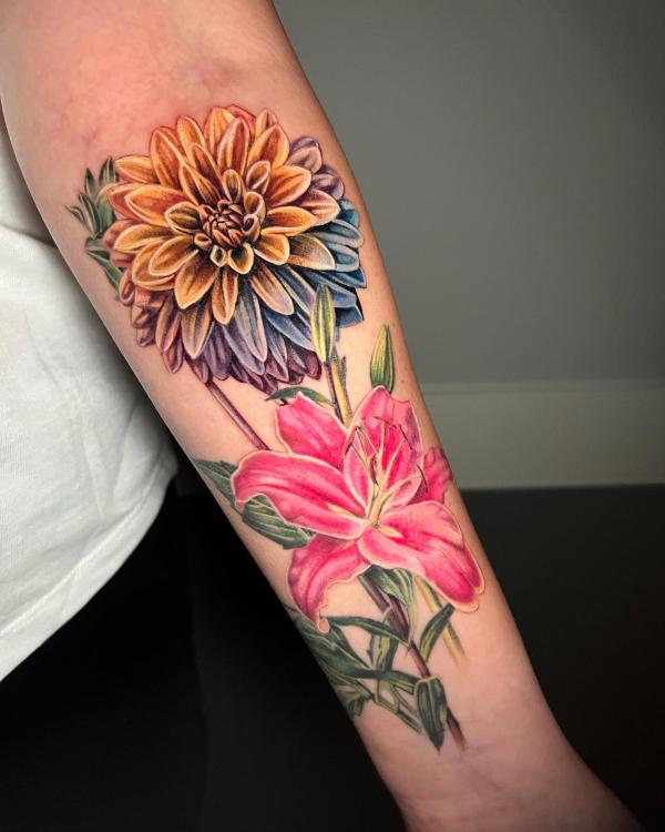 70 Colorful Dahlia Tattoo Designs with Meanings