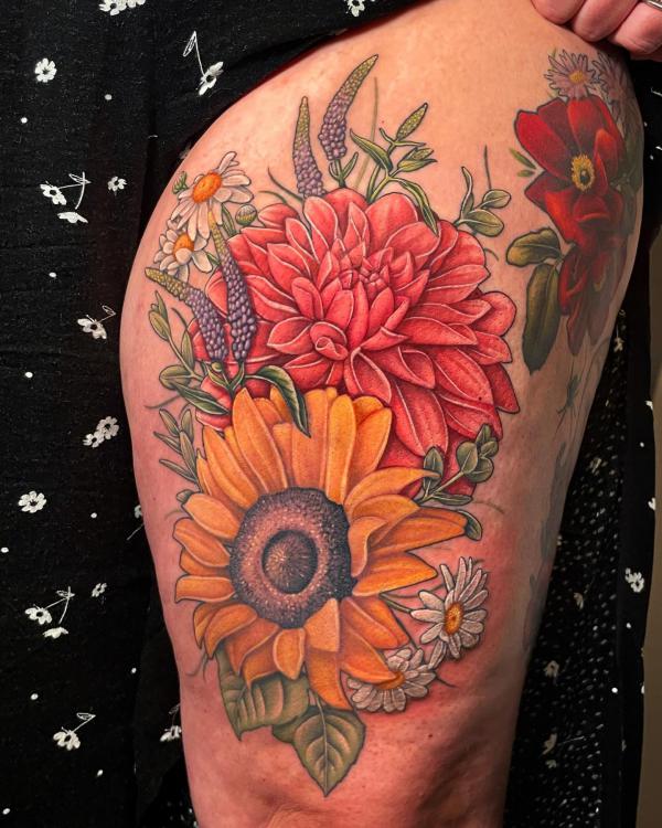 70 Colorful Dahlia Tattoo Designs with Meanings