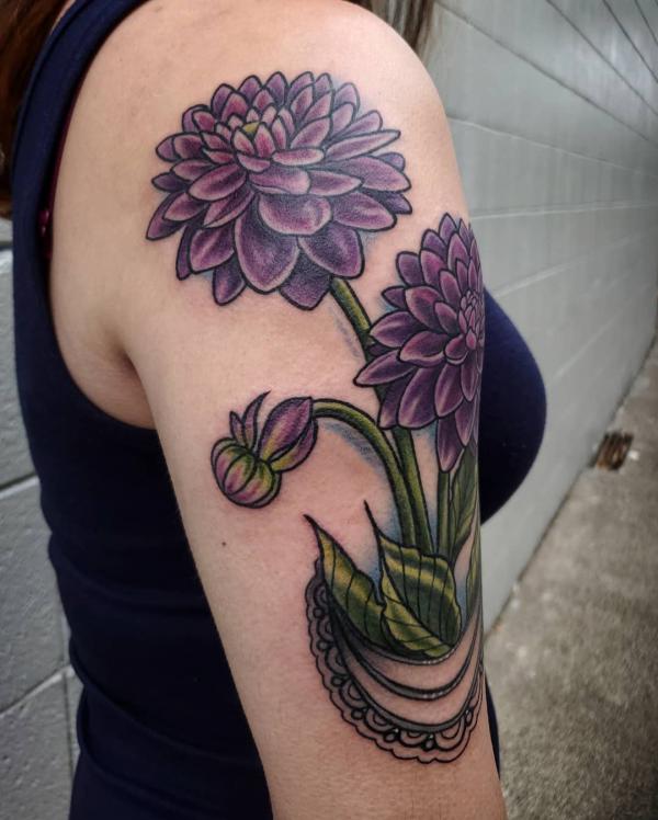 70 Colorful Dahlia Tattoo Designs with Meanings