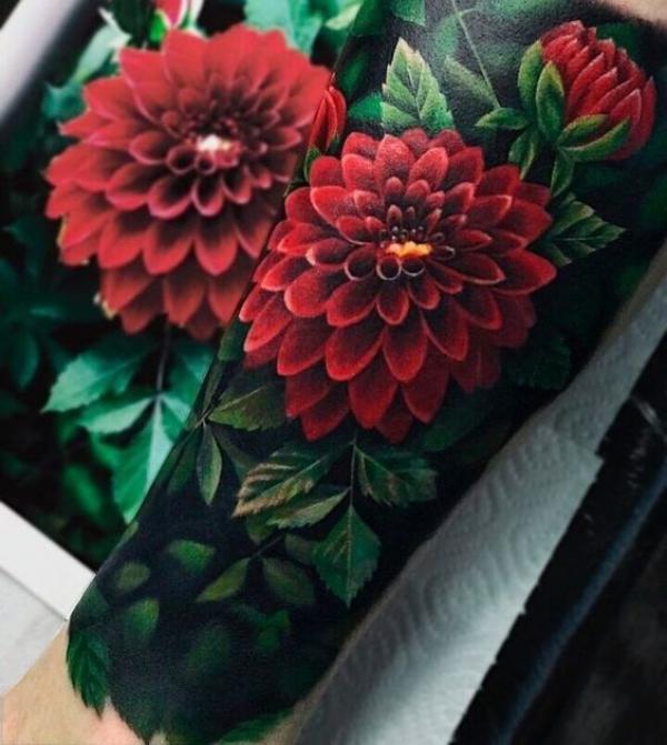 70 Colorful Dahlia Tattoo Designs with Meanings
