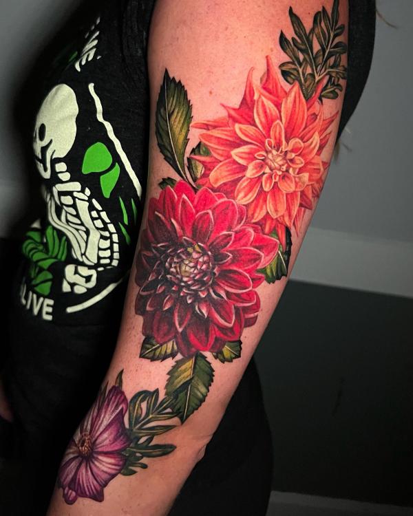 70 Colorful Dahlia Tattoo Designs with Meanings