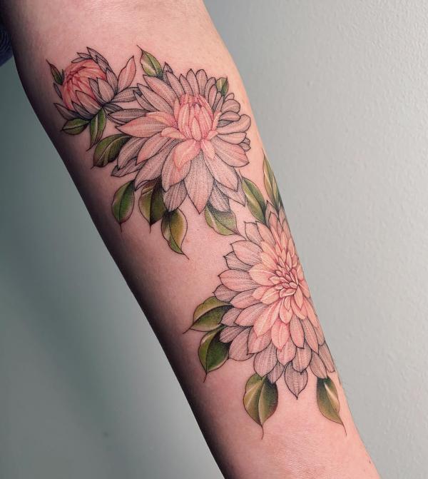 70 Colorful Dahlia Tattoo Designs with Meanings