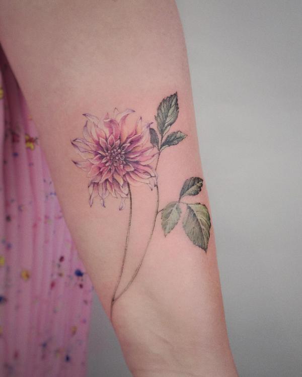 70 Colorful Dahlia Tattoo Designs with Meanings