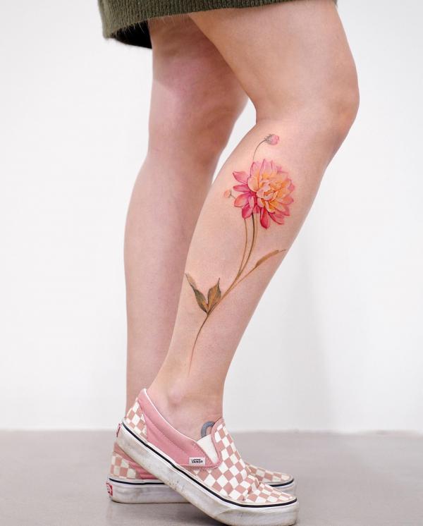 70 Colorful Dahlia Tattoo Designs with Meanings