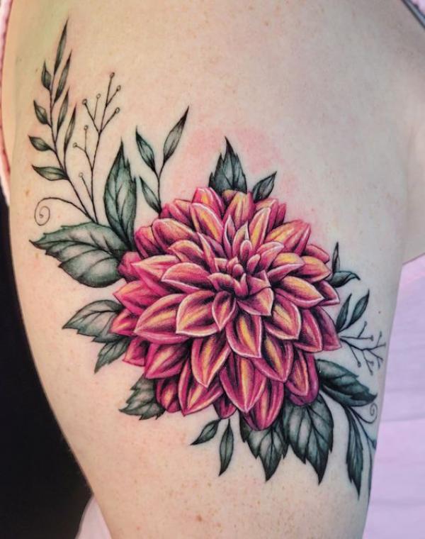 70 Colorful Dahlia Tattoo Designs with Meanings