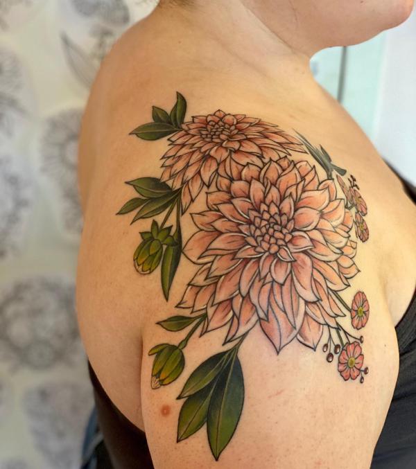 70 Colorful Dahlia Tattoo Designs with Meanings