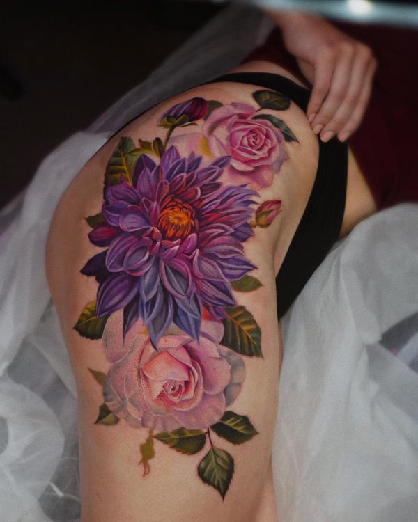 70 Colorful Dahlia Tattoo Designs with Meanings