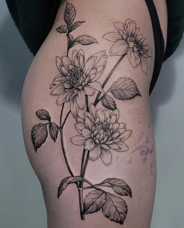 70 Colorful Dahlia Tattoo Designs with Meanings
