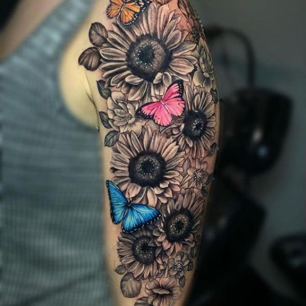 45 Sunflower and Butterfly Tattoo Designs: Ideas for Your Next Ink
