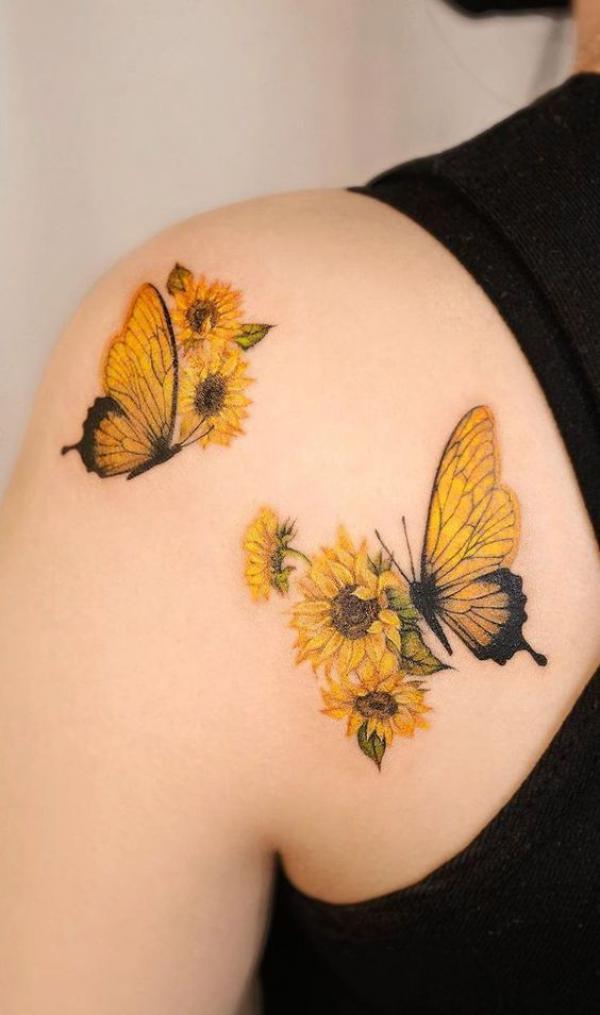 45 Sunflower and Butterfly Tattoo Designs: Ideas for Your Next Ink