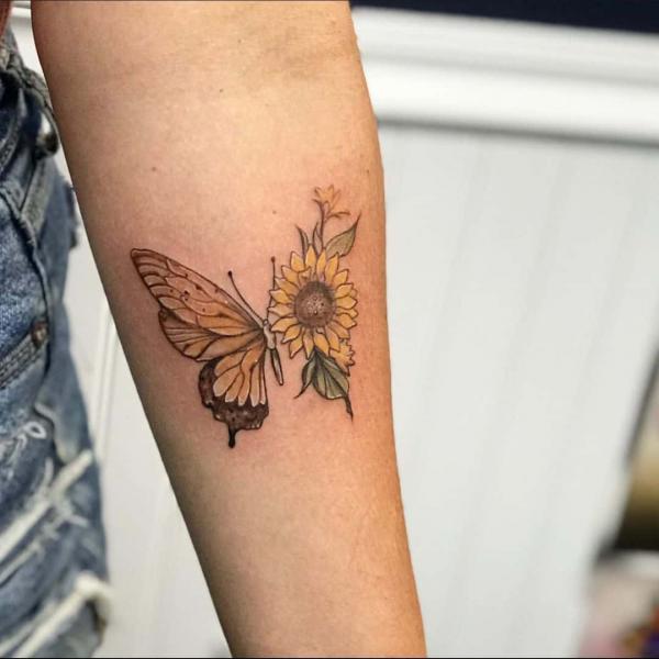 45 Sunflower and Butterfly Tattoo Designs: Ideas for Your Next Ink