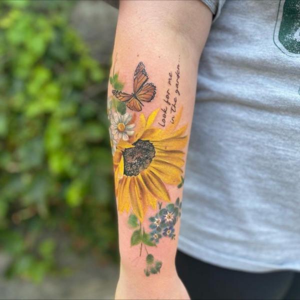 45 Sunflower and Butterfly Tattoo Designs: Ideas for Your Next Ink