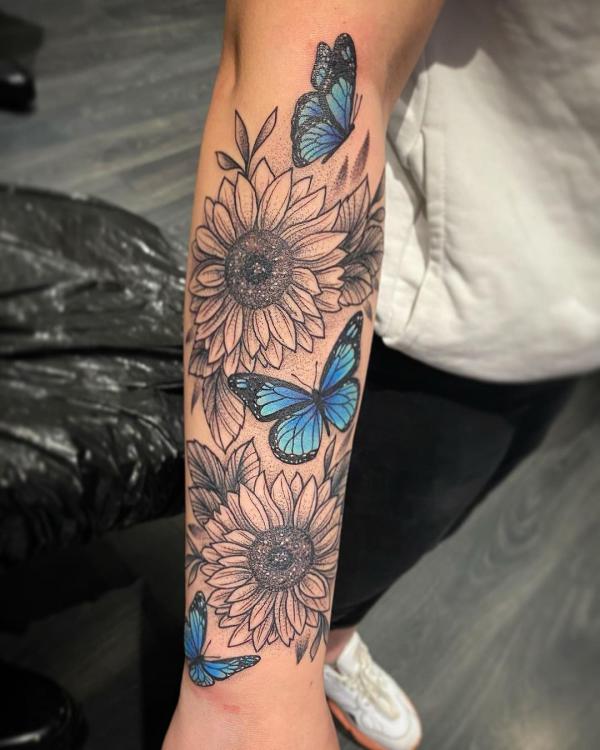 45 Sunflower and Butterfly Tattoo Designs: Ideas for Your Next Ink
