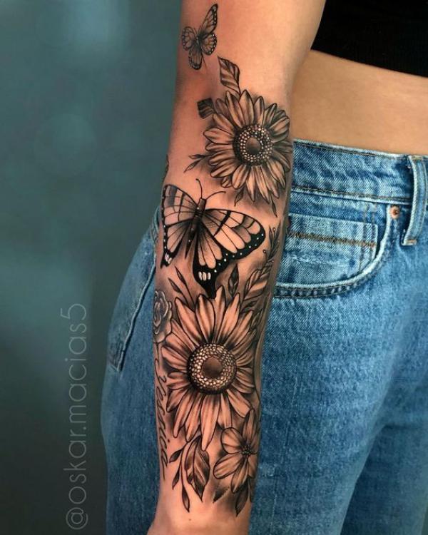 45 Sunflower and Butterfly Tattoo Designs: Ideas for Your Next Ink