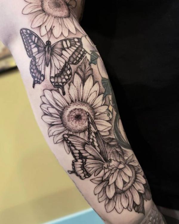 45 Sunflower and Butterfly Tattoo Designs: Ideas for Your Next Ink