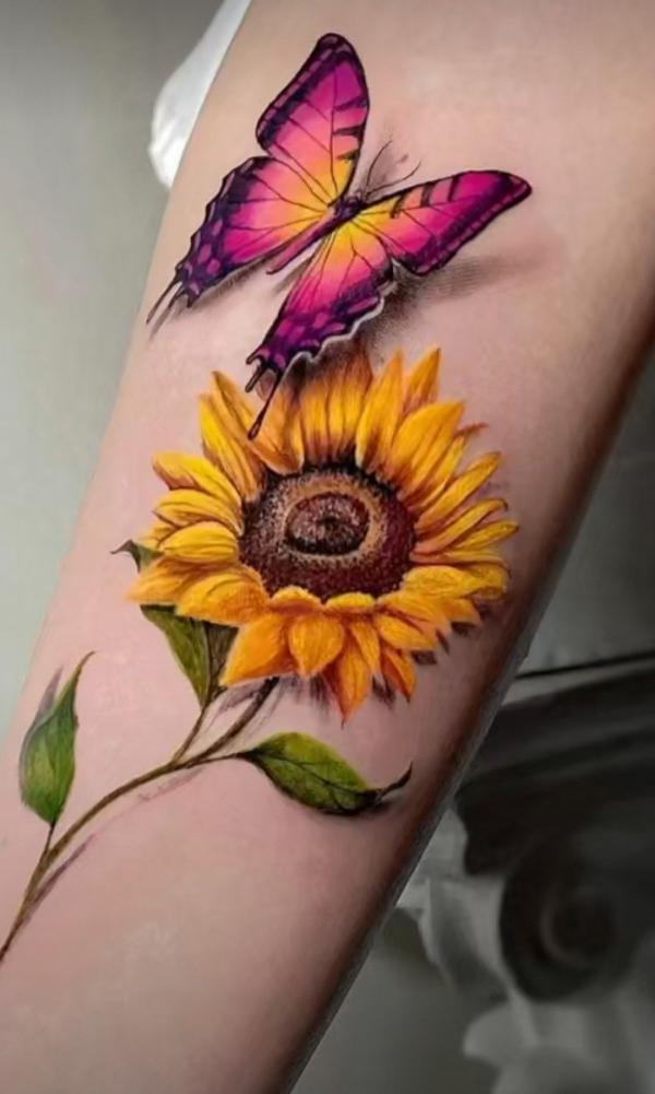 45 Sunflower and Butterfly Tattoo Designs: Ideas for Your Next Ink